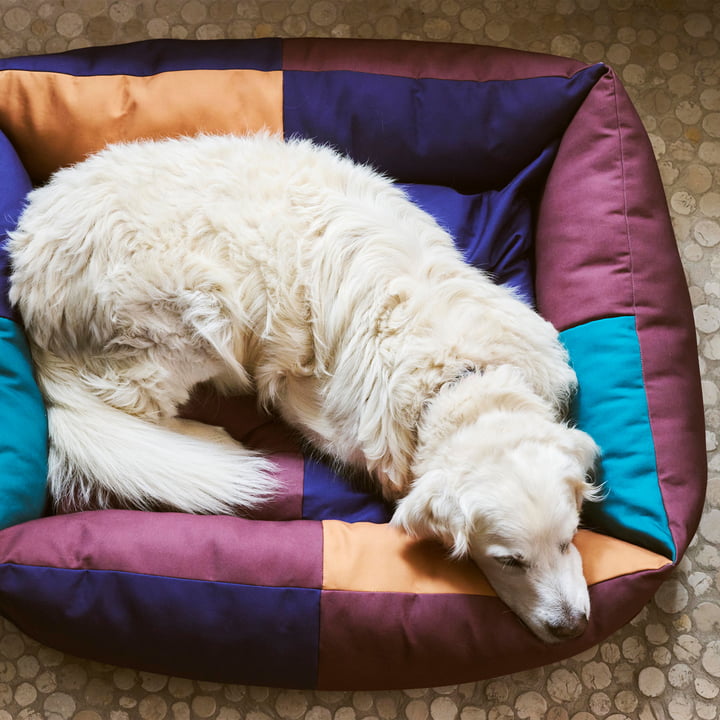 Dog bed, L, burgundy / green from Hay