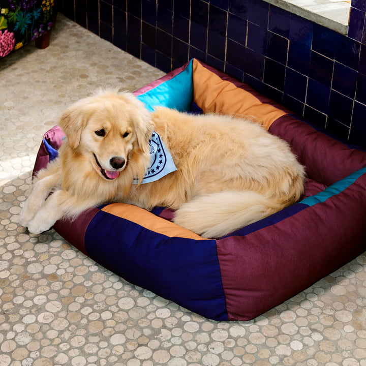 Dog bed, L, burgundy / green from Hay