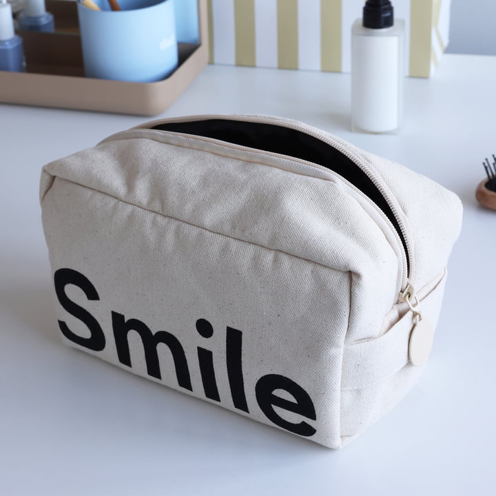 Cavita Travel Toiletry bag, 21 x 10 x 12 cm, natural / black by Design Letters