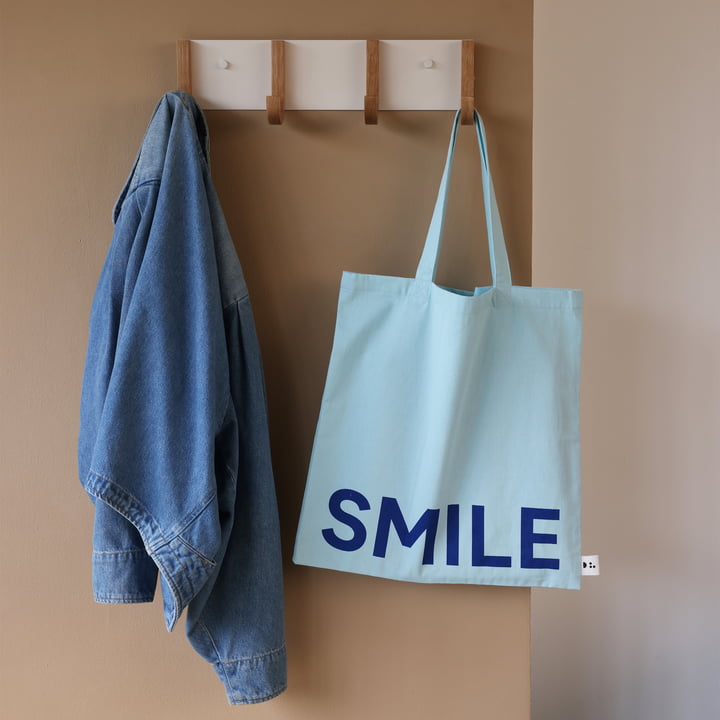 AJ Favourite Carrier bag, Smile / ice blue from Design Letters