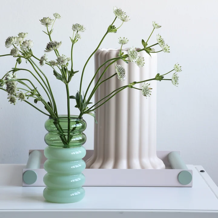 Bubble - 2 in 1 vase & Candle holder, H 13.5 cm, green / milky green by Design Letters