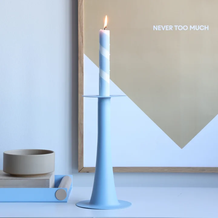 Trumpet - 2 in 1 vase & Candle holder, h 24 cm, light blue by Design Letters