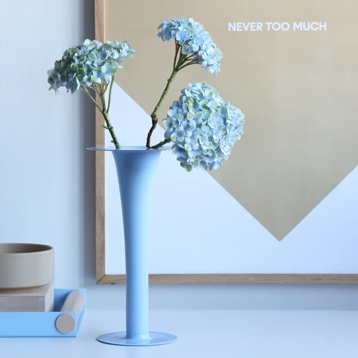 Trumpet - 2 in 1 vase & Candle holder, h 24 cm, light blue by Design Letters