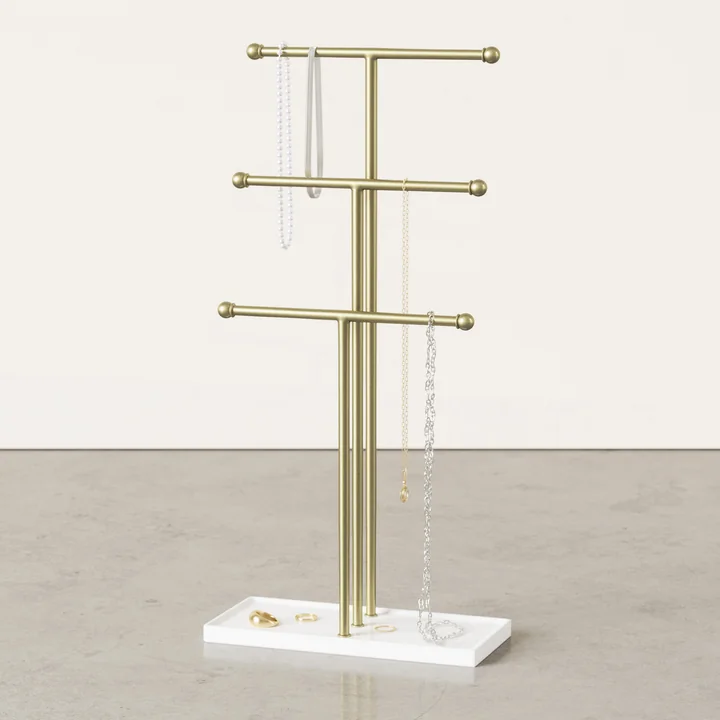 Umbra - Trigem Jewelry stand, brass / white