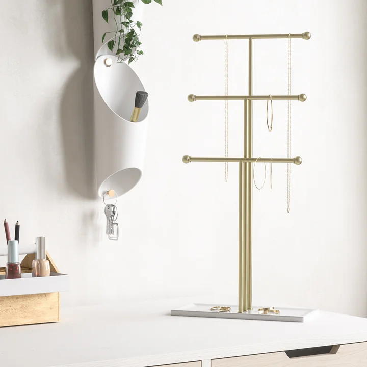 Umbra - Trigem Jewelry stand, brass / white