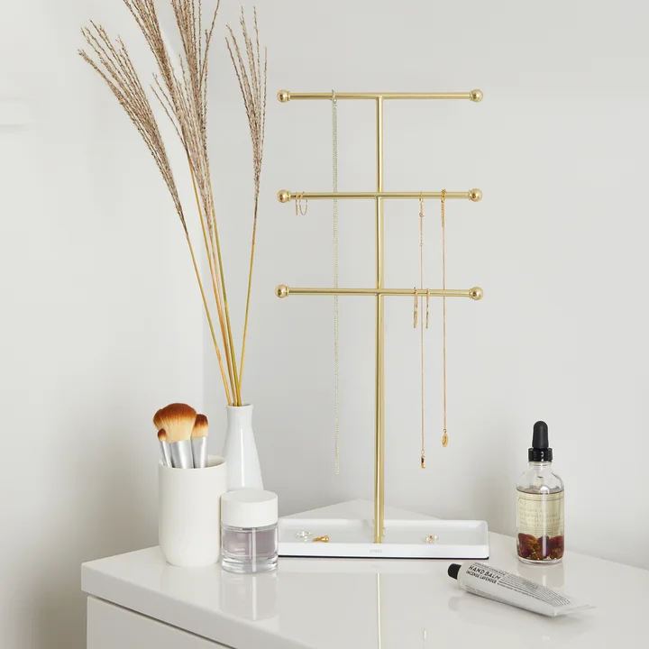 Umbra - Trigem Jewelry stand, brass / white