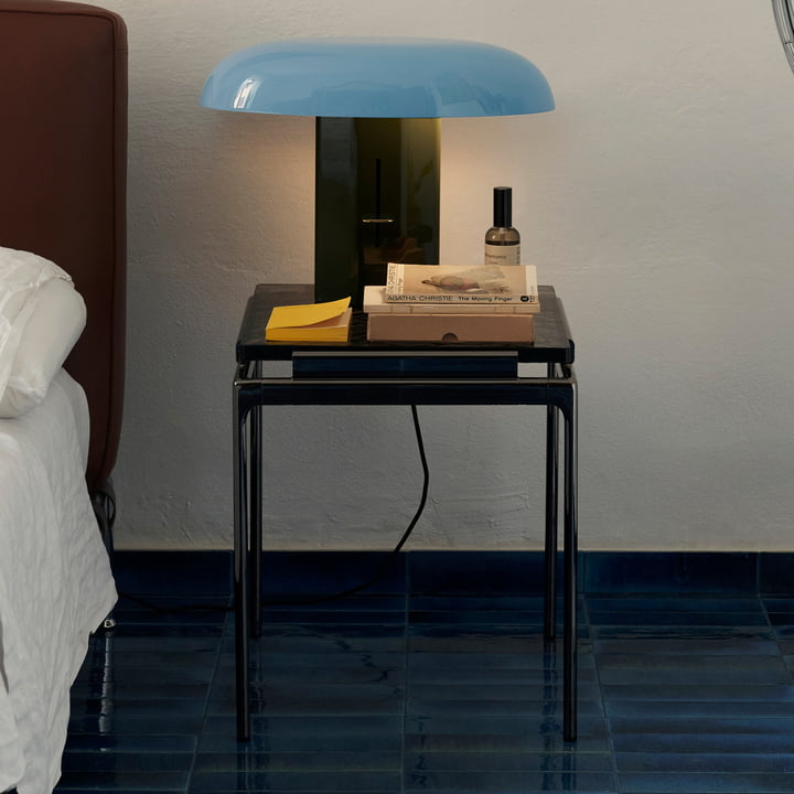 Sett Side Table LN11 smoked cast glass / dark chrome from & Tradition