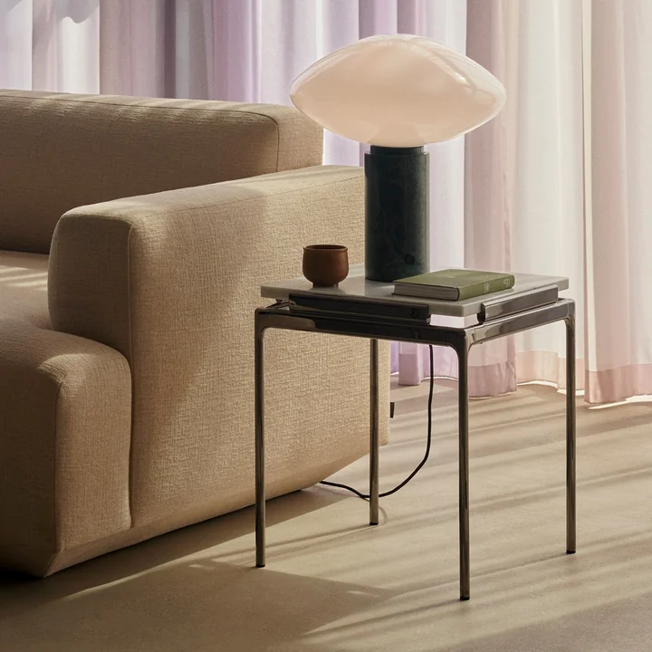 Sett Side Table LN11, Bianco Carrara / dark chrome from & Tradition