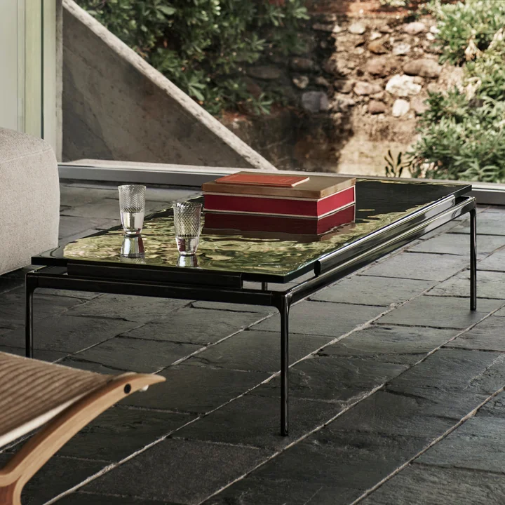 Sett Coffee Table LN12 smoked cast glass / dark chrome from & Tradition