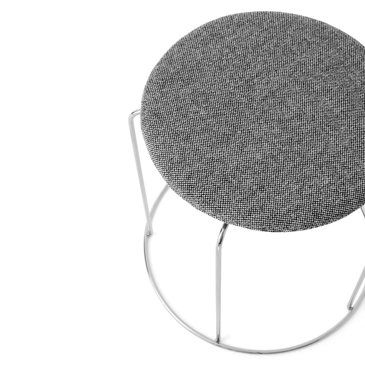 Wire Stool with seat cushion VP11, stainless steel / gray (Kvadrat Hallingdal 126) by & Tradition