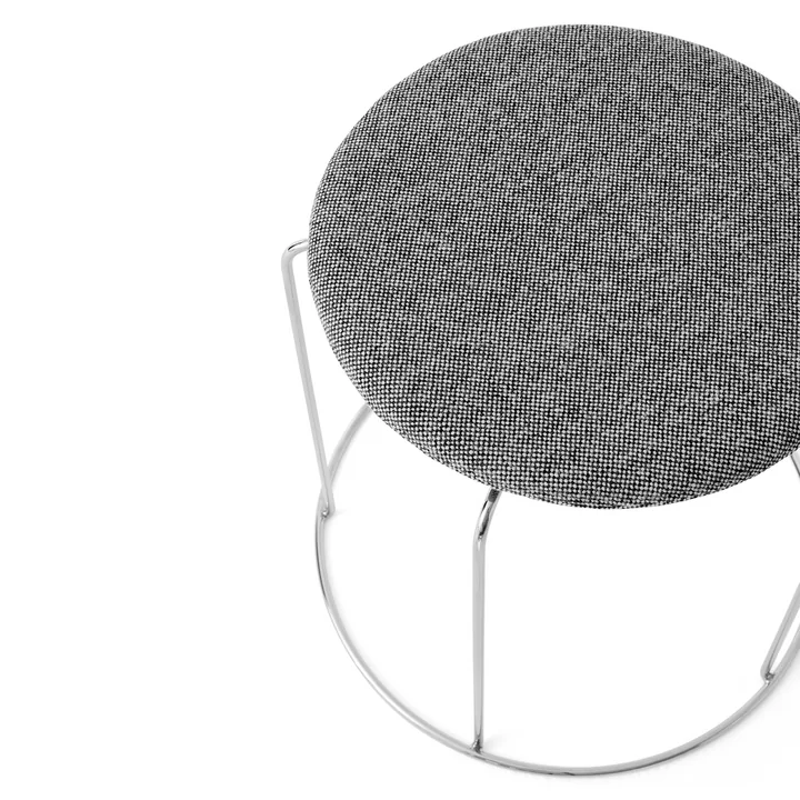 Wire Stool with seat cushion VP11, stainless steel / gray (Kvadrat Hallingdal 126) by & Tradition