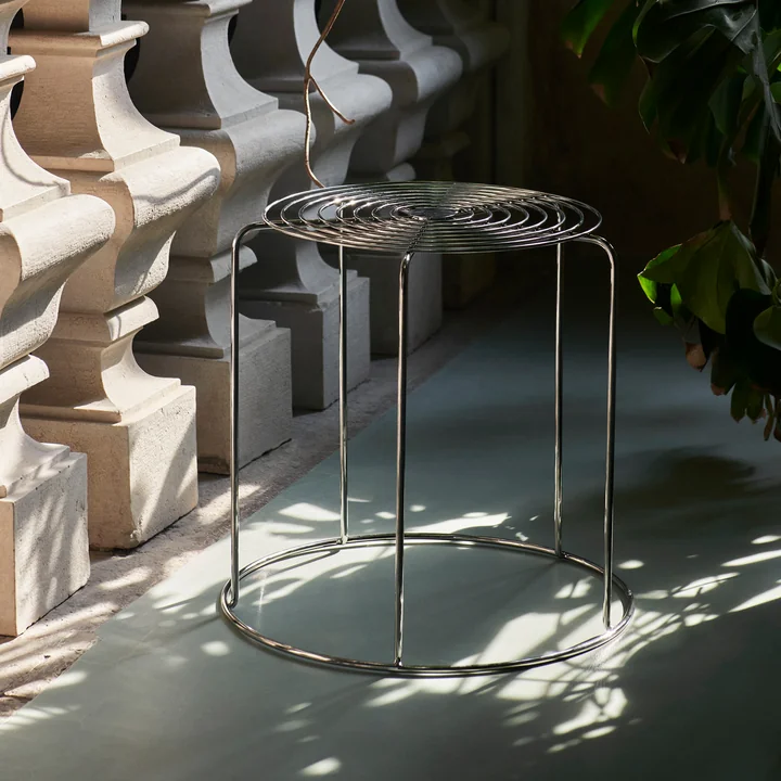 Wire stool with seat cushion VP11, stainless steel from & Tradition