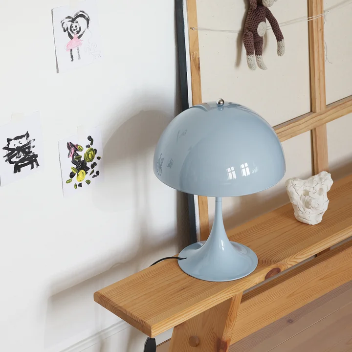Panthella 250 table lamp Ø 25 cm, pale blue opal (acrylic) by Louis Poulsen