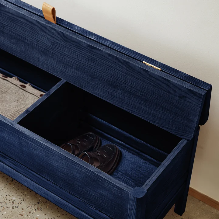 A Line Chest bench 111.5 cm, indigo blue (Special Edition) by Form & Refine