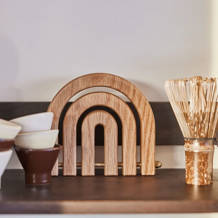 OYOY - Rainbow wooden coaster, natural