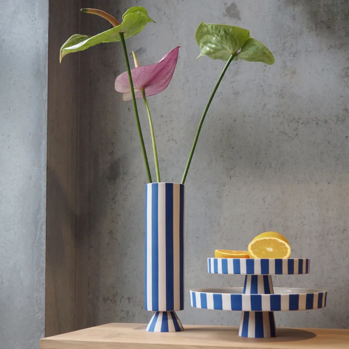 Toppu Vase, Ø 8.5 x H 31 cm, optic blue (Limited Edition) by OYOY