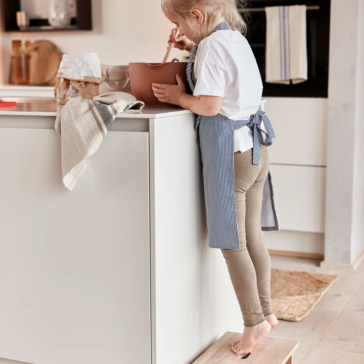 Striped denim elephant apron, blue from OYOY Mini