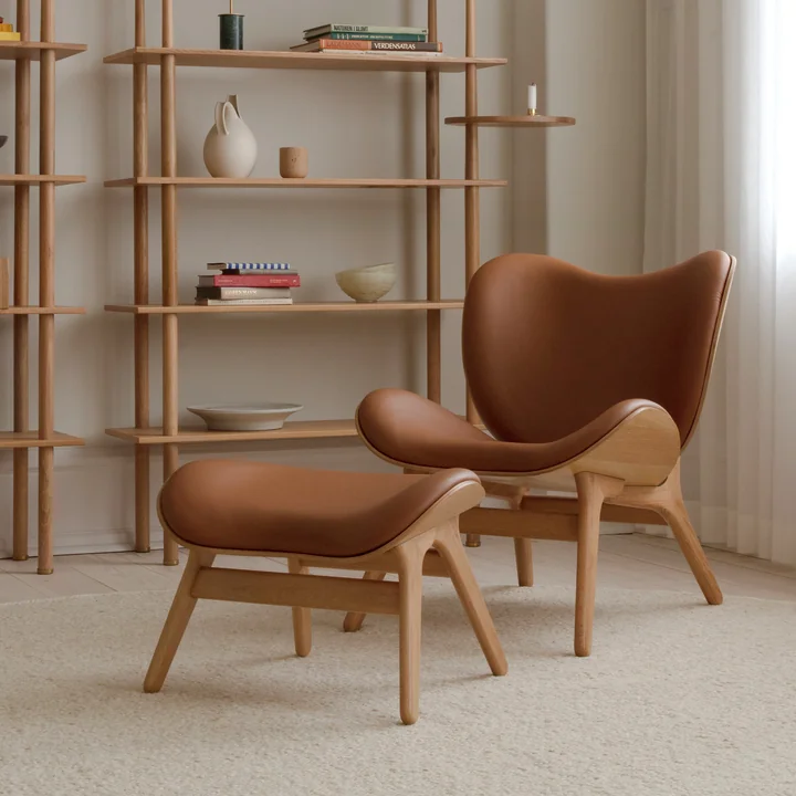 Umage - A Conversation Piece, natural oak / cognac leather look