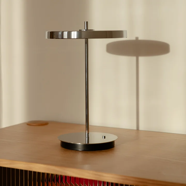 Asteria Move LED Table lamp V2, H 30.6 cm, polished steel by Umage