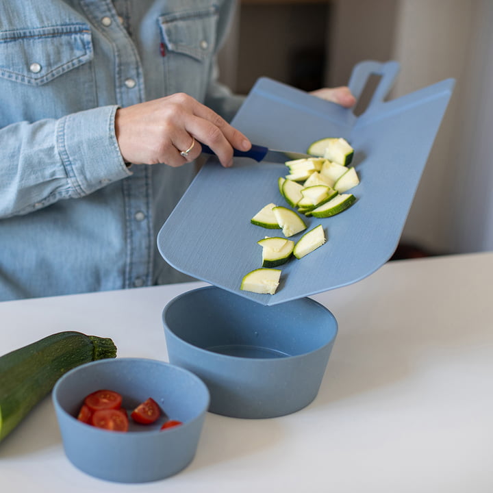 Koziol - Snap Cutting board L, nature flower blue