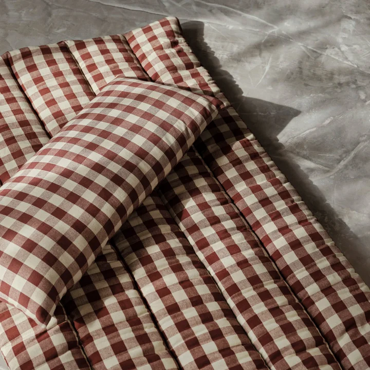Bothy Check quilted mattress, cinnamon/grey-green by Ferm Living