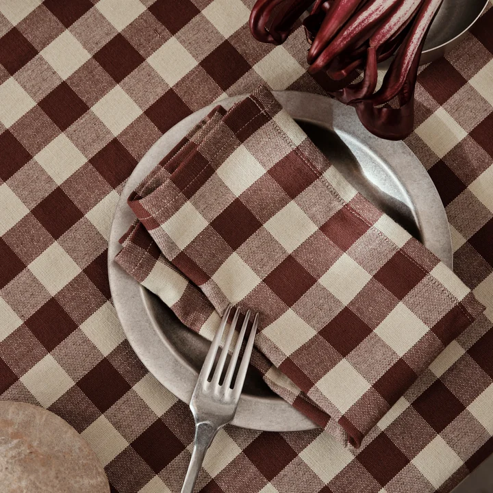 Bothy Check Napkin (set of 4), cinnamon/grey-green by Ferm Living