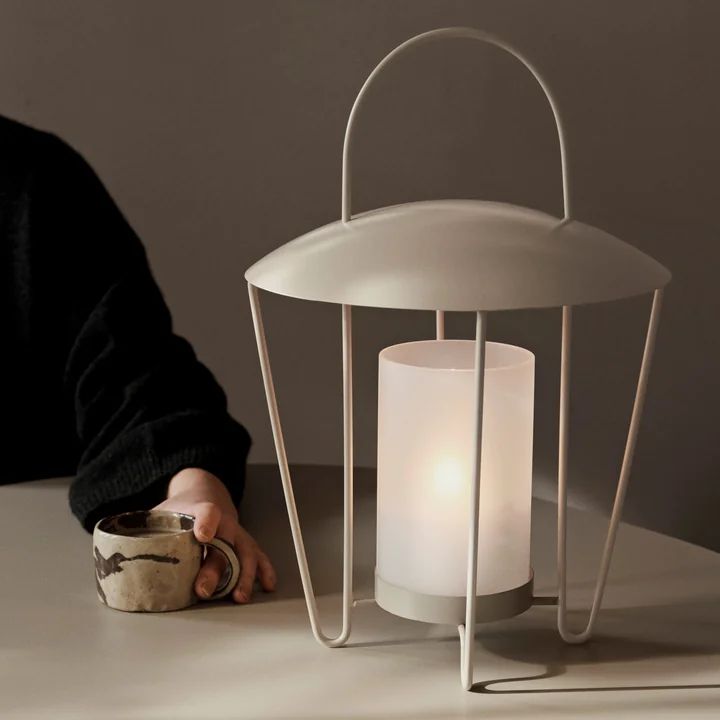 Ryu Tableware and Abri lantern, cashmere by Ferm Living