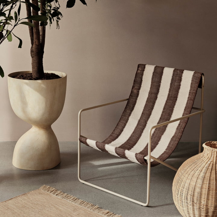 Desert Lounge Chair, cashmere / off-white, chocolate from ferm Living