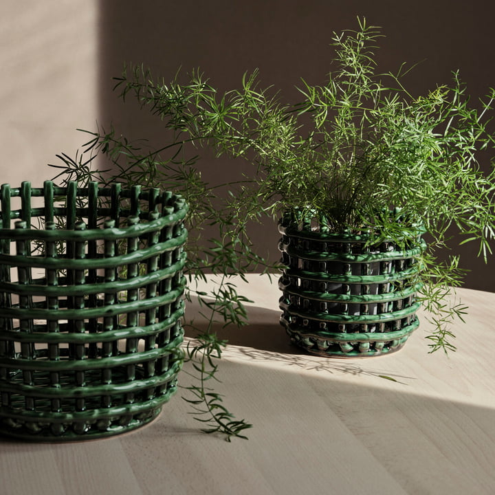 Ceramic baskets, emerald green by ferm Living