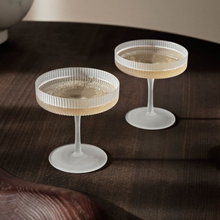 Ripple Champagne glass (set of 2), frosted by ferm Living