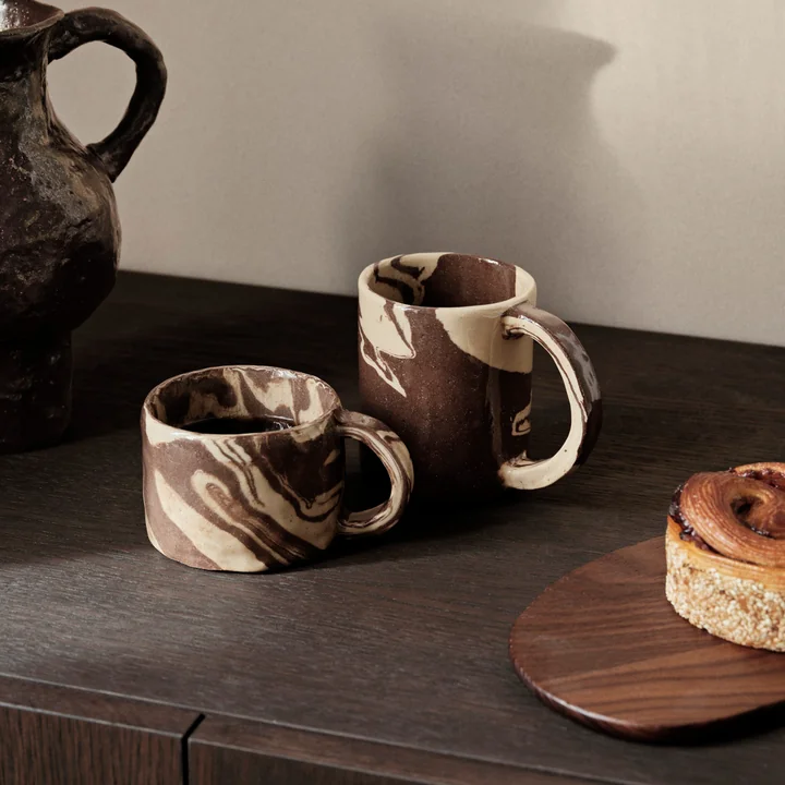 Ryu Mugs, sand / brown by Ferm Living