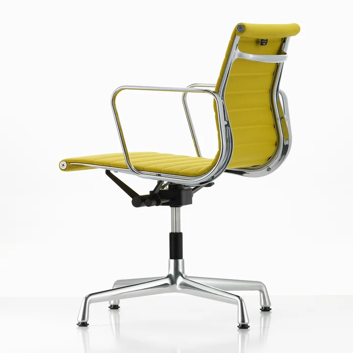 EA 131 office chair with chrome-plated armrests, swivel, Track, pastelgreen / canola by Vitra