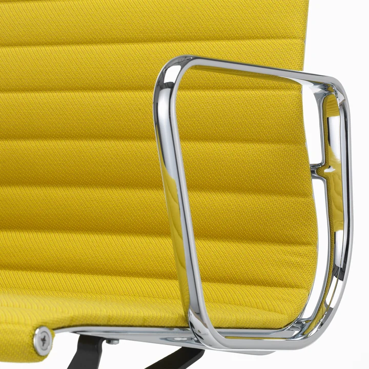 EA 131 office chair with chrome-plated armrests, swivel, Track, pastelgreen / canola by Vitra