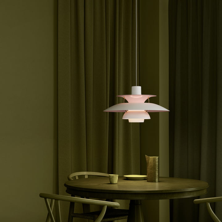 Louis Poulsen - PH 5 pendant light, matt white / pale rose (150th anniversary edition)