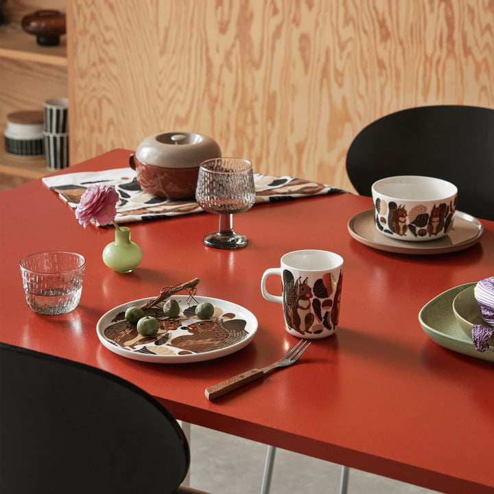 Oiva Kurre collection, white / brown / green by Marimekko