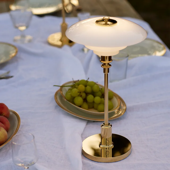 PH 2/1 Portable Rechargeable LED table lamp, metallized brass by Louis Poulsen