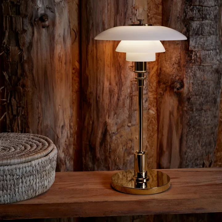 PH 2/1 Portable Rechargeable LED table lamp, metallized brass by Louis Poulsen