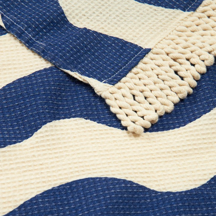 Portofino Beach towel XL, 146 x 175 cm, blue waves waffle by Nobodinoz