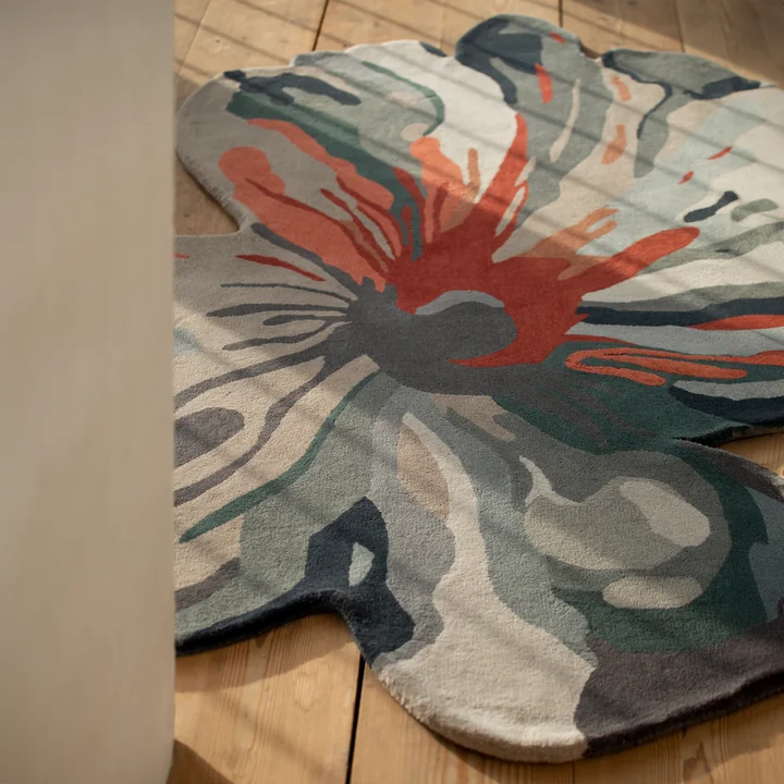 Flora Bloom Rug 4, 170 x 156 cm, gray by nanimarquina