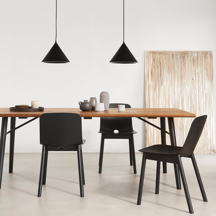 Annular LED Pendant Light and Mono Dining Chair by Woud