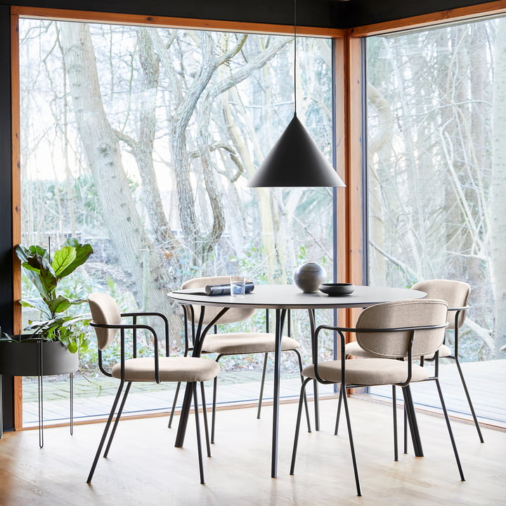 Annular LED Pendant Light and Mono Dining Chair by Woud