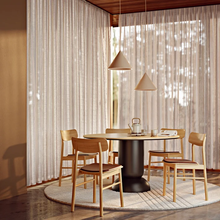 Annular LED Pendant Light and Mono Dining Chair by Woud