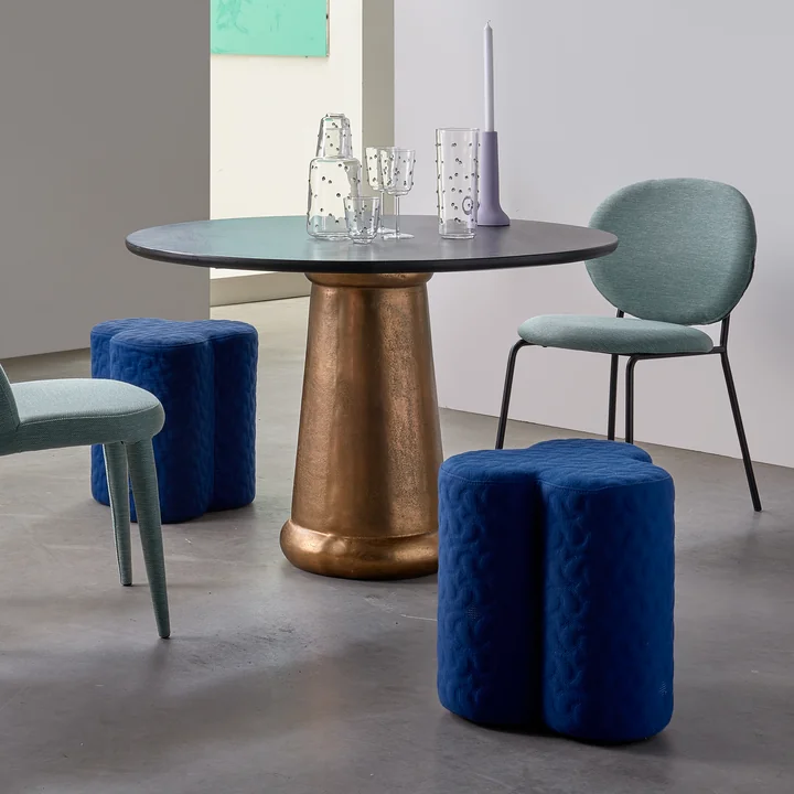 Pols Potten - Clover x ByBorre stool, Ø 45 x H 37 cm, Swell, dark blue