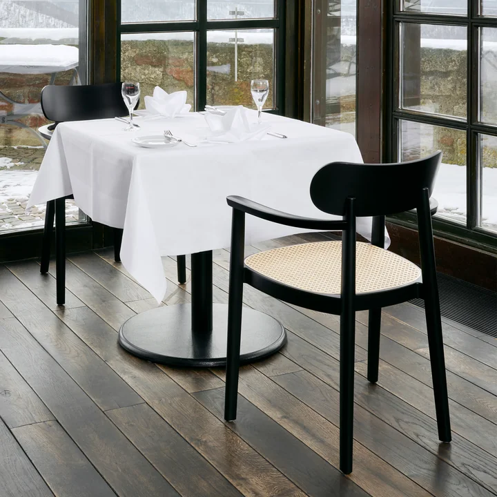 118 FV Wickerwork armchair, black beech (TP 29) from Thonet