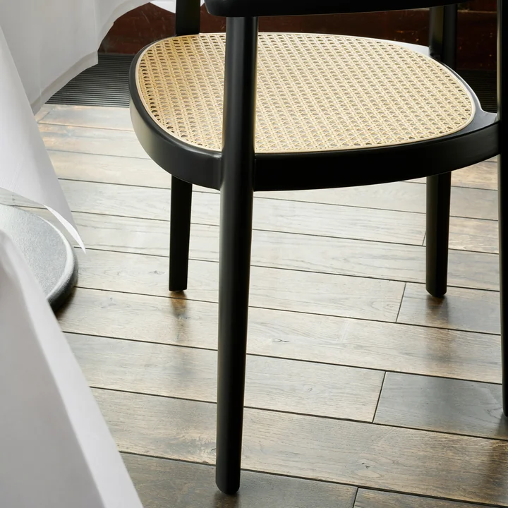 118 FV Wickerwork armchair, black beech (TP 29) from Thonet