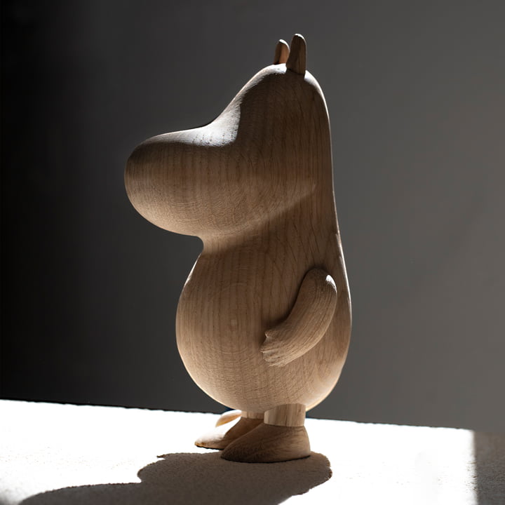 Moomintroll wooden figure, natural oak from boyhood