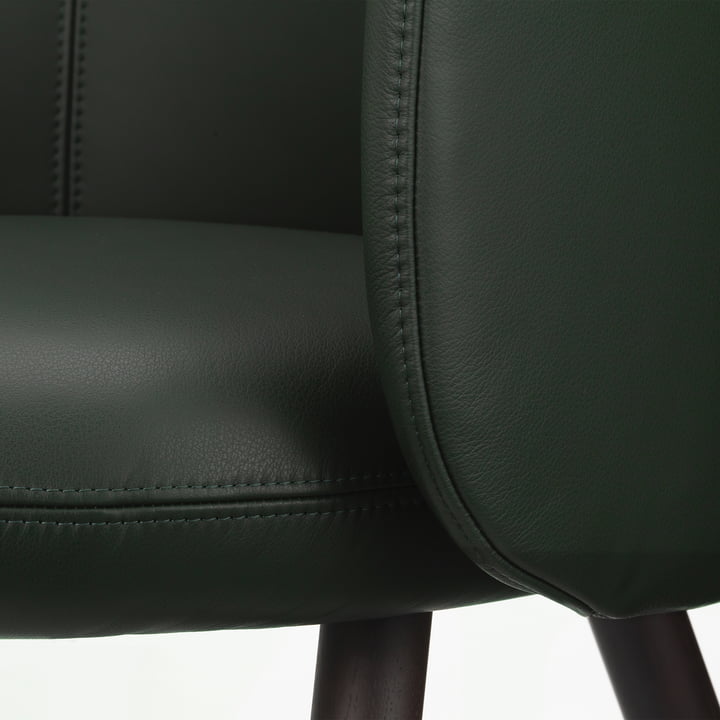 Mikado armchair, jade (Premium F 59 leather) / dark oak from Vitra