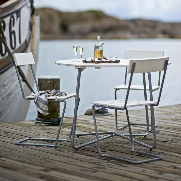 1 garden chair, white lacquered oak from Grythyttan