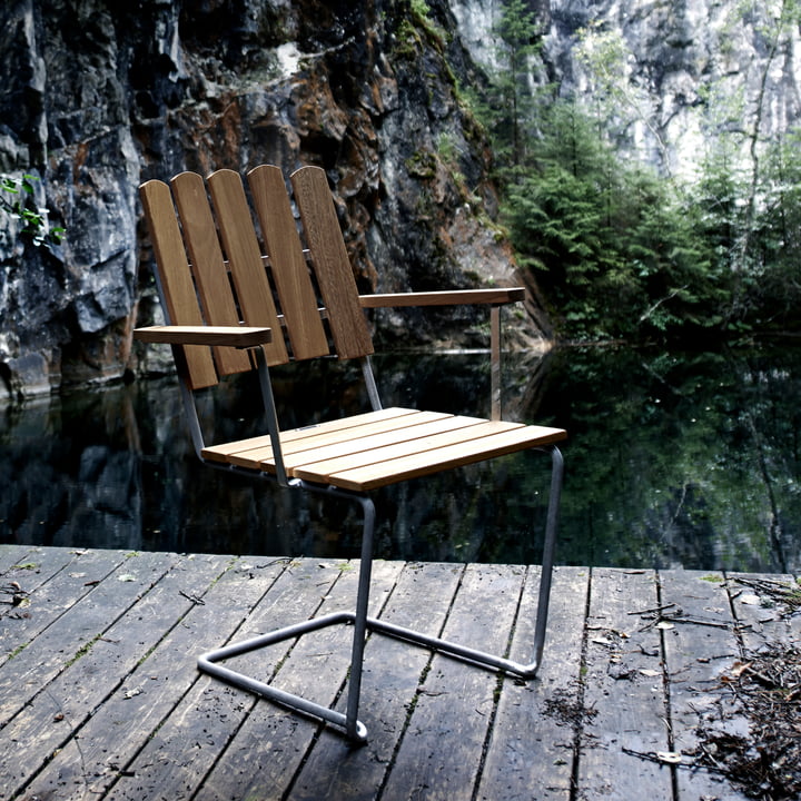 A2 garden armchair, oiled oak from Grythyttan