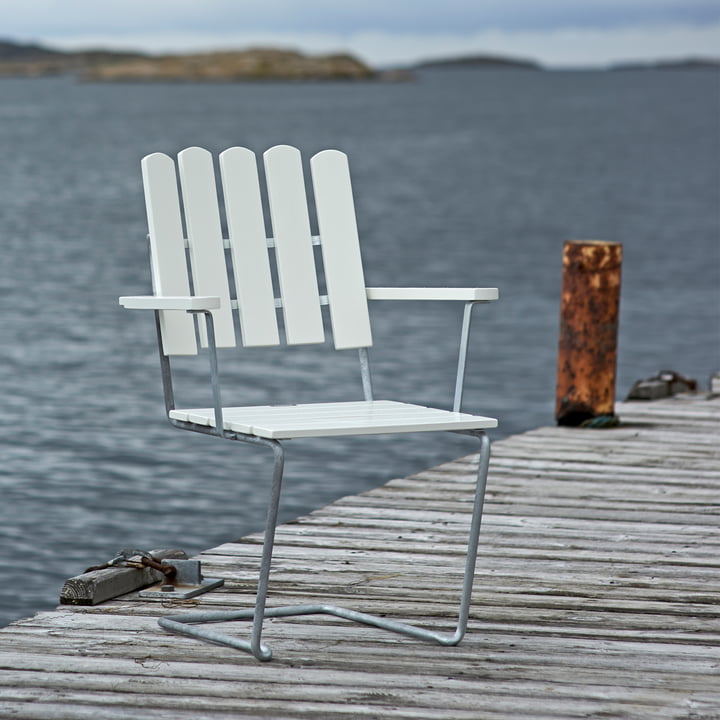 A2 garden armchair, white lacquered oak by Grythyttan